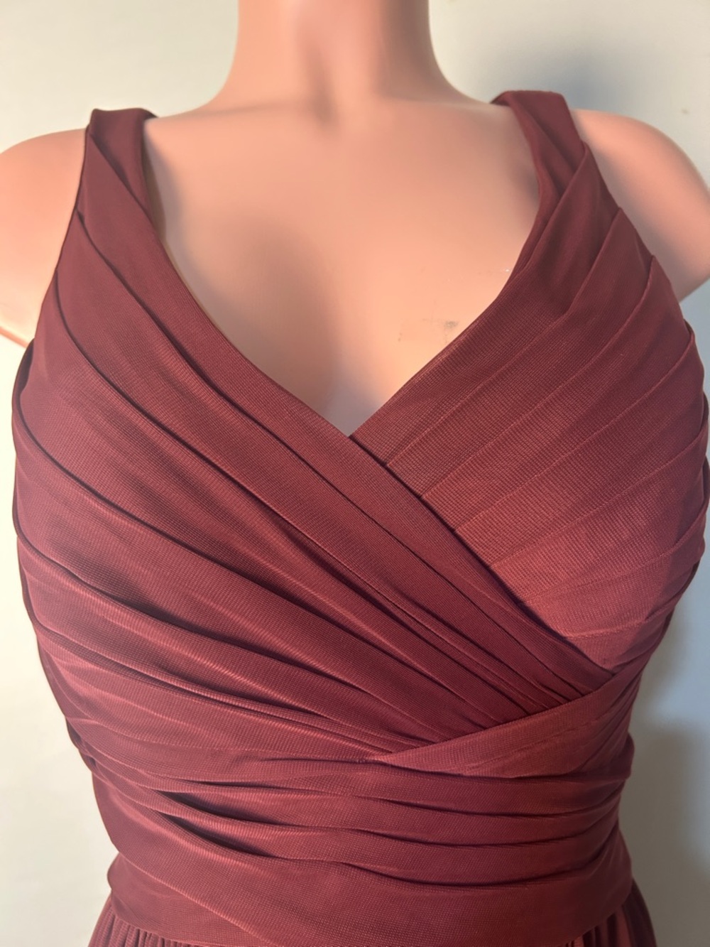 David’s Bridal Maxi Dress Burgundy Ruched Sleeveless Women's Size 12 - Picture 8 of 14